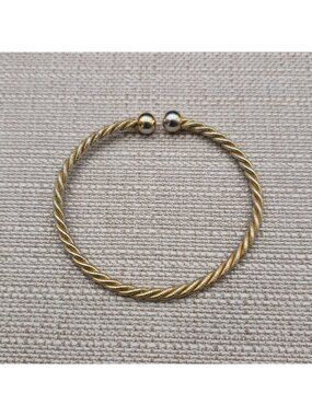 9 Inch Two-Tone Twisted Cable Torc Bangle Bracelet B1525